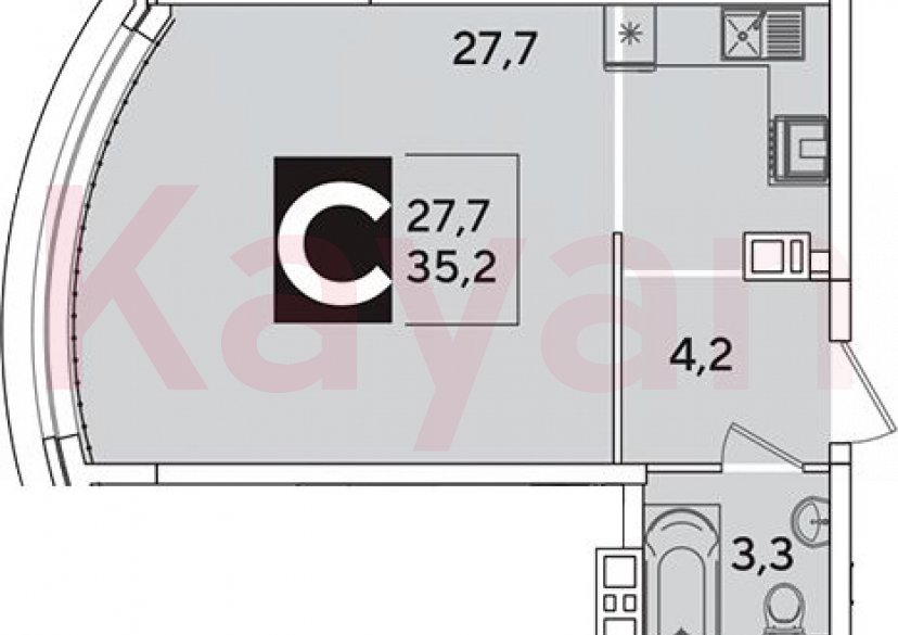 Продажа студии, 35.2 кв.м фото 0 Продажа студии, 35.2 кв.м фото 0