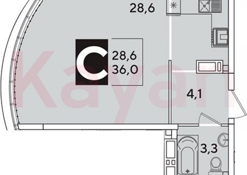 Продажа студии, 36 кв.м фото 0
