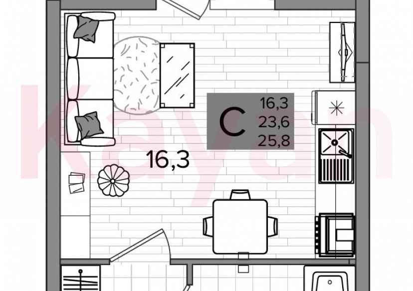 Продажа студии, 23.6 кв.м фото 0 Продажа студии, 23.6 кв.м фото 0