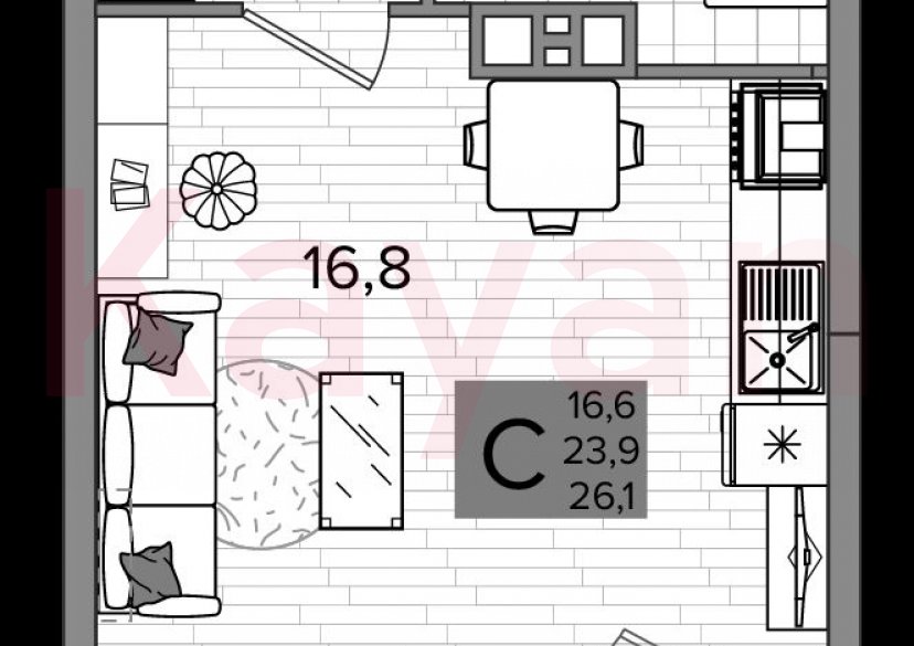 Продажа студии, 23.9 кв.м фото 0
