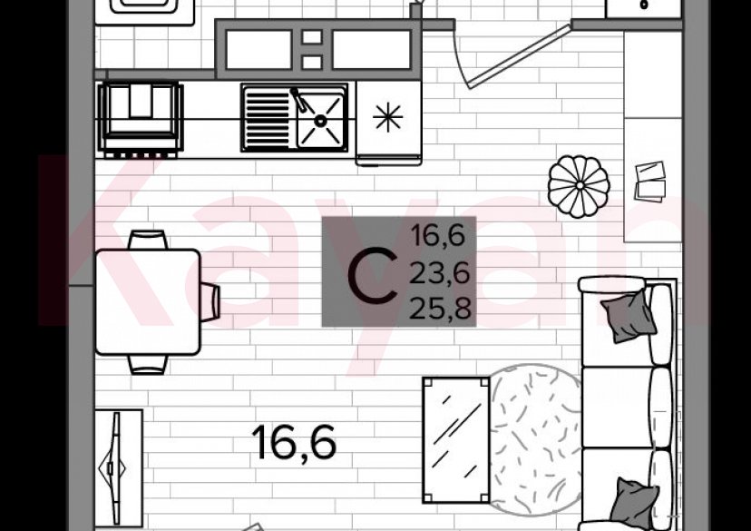 Продажа студии, 23.6 кв.м фото 0