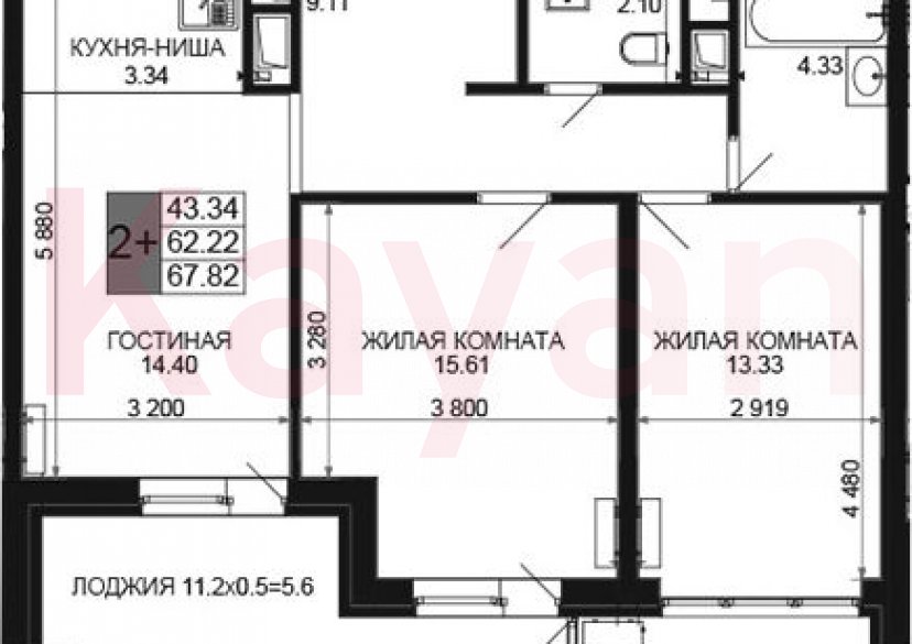 Продажа 3-комн. квартиры, 62.22 кв.м фото 0