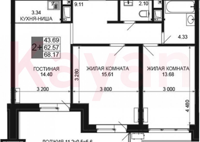 Продажа 3-комн. квартиры, 62.57 кв.м фото 0