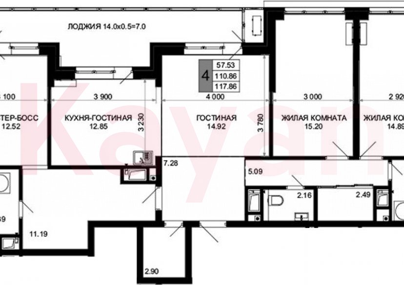 Продажа 4-комн. квартиры, 110.86 кв.м фото 0