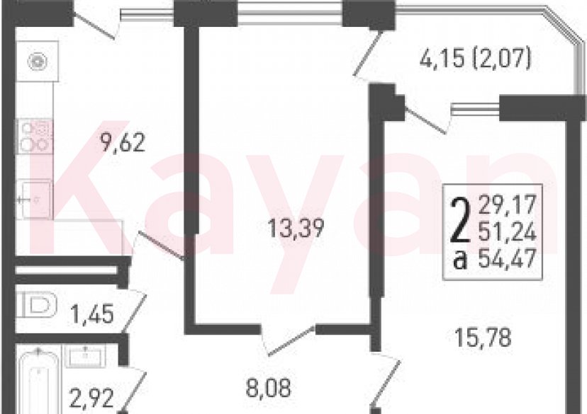 Продажа 2-комн. квартиры, 49.23 кв.м фото 0