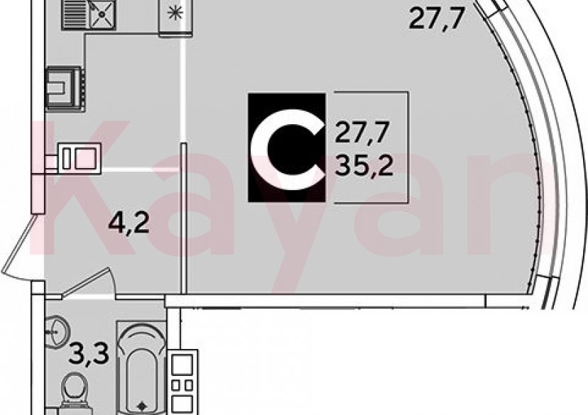 Продажа студии, 35.2 кв.м фото 0 Продажа студии, 35.2 кв.м фото 0