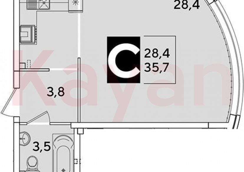 Продажа студии, 35.7 кв.м фото 0 Продажа студии, 35.7 кв.м фото 0