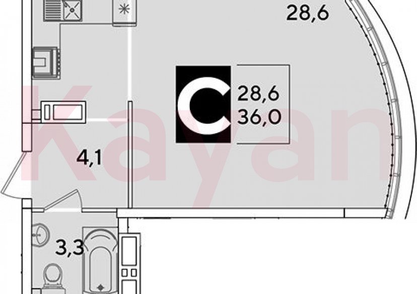 Продажа студии, 36 кв.м фото 0 Продажа студии, 36 кв.м фото 0
