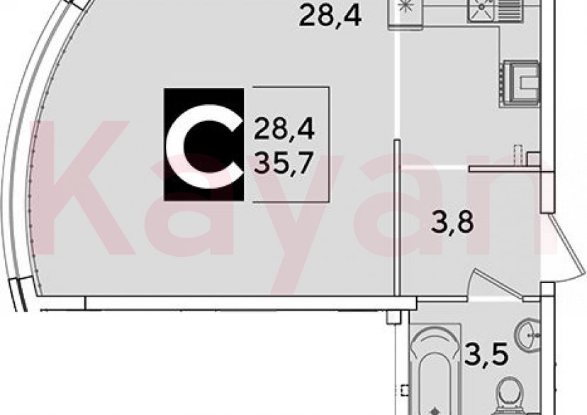 Продажа студии, 35.7 кв.м фото 0