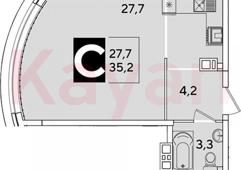 Продажа студии, 35.2 кв.м фото 0 Продажа студии, 35.2 кв.м фото 0