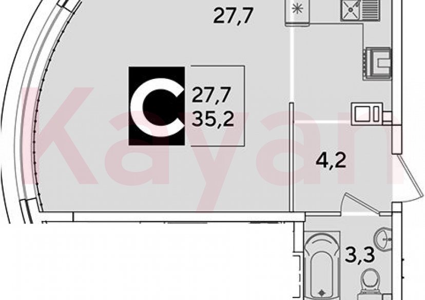 Продажа студии, 35.2 кв.м фото 0