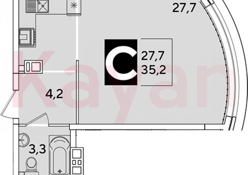 Продажа студии, 35.2 кв.м фото 0 Продажа студии, 35.2 кв.м фото 0
