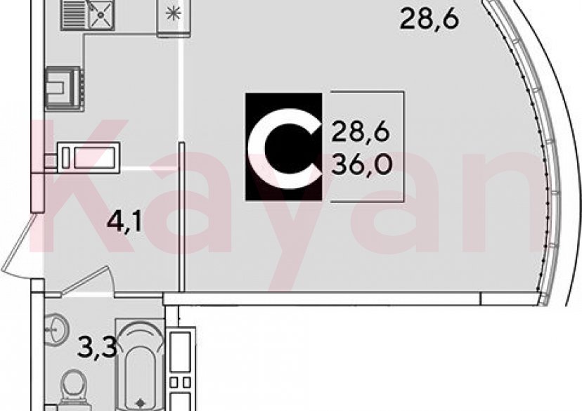 Продажа студии, 36 кв.м фото 0