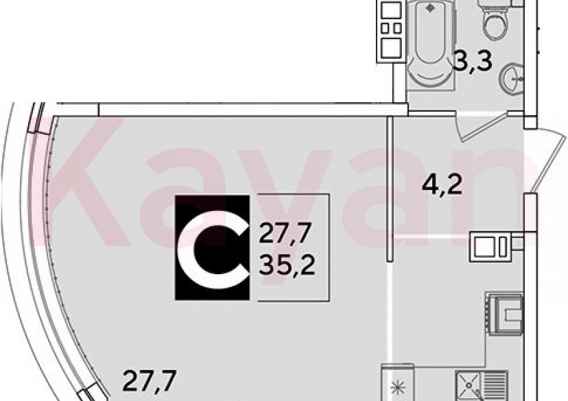 Продажа студии, 35.2 кв.м фото 0 Продажа студии, 35.2 кв.м фото 0