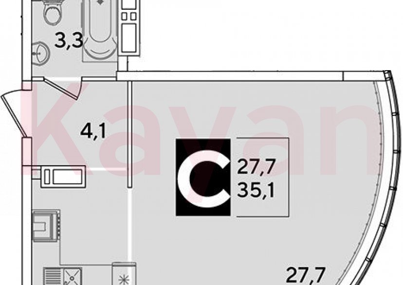 Продажа студии, 35.1 кв.м фото 0 Продажа студии, 35.1 кв.м фото 0