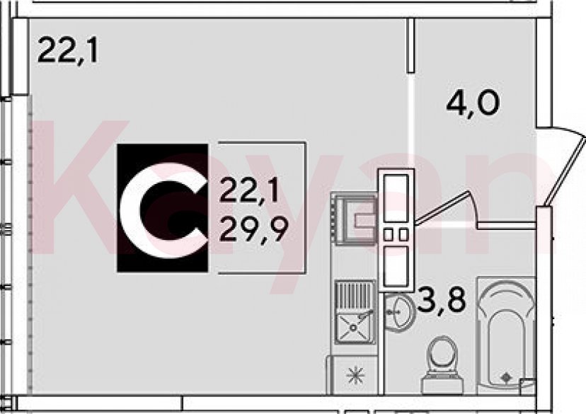 Продажа студии, 29.9 кв.м фото 0