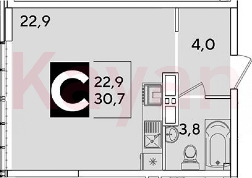 Продажа студии, 30.7 кв.м фото 0 Продажа студии, 30.7 кв.м фото 0