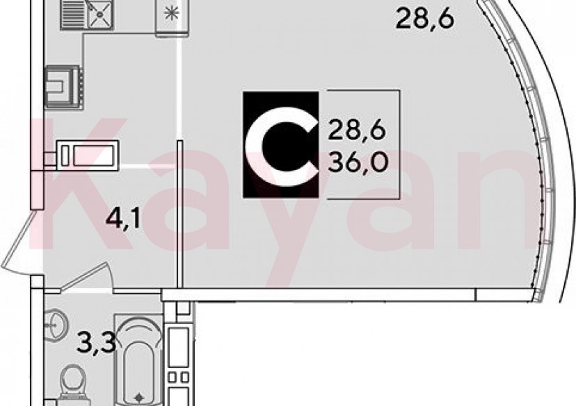 Продажа студии, 36 кв.м фото 0