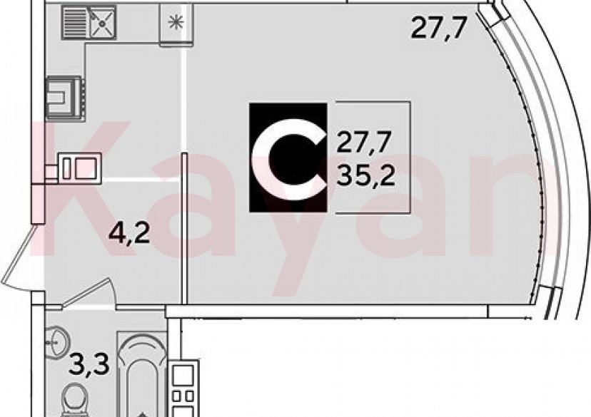 Продажа студии, 35.2 кв.м фото 0 Продажа студии, 35.2 кв.м фото 0