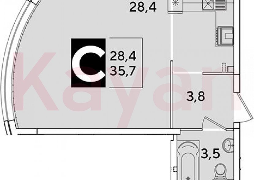 Продажа студии, 35.7 кв.м фото 0