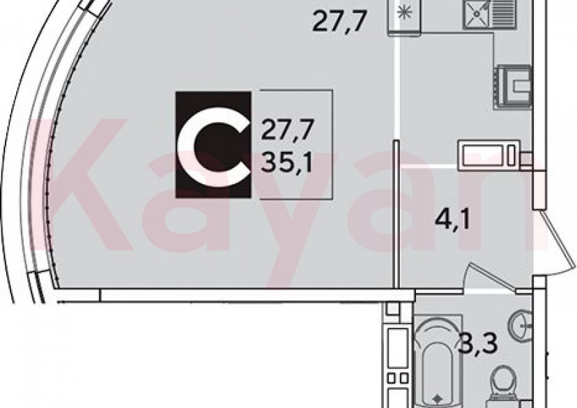 Продажа студии, 35.1 кв.м фото 0 Продажа студии, 35.1 кв.м фото 0