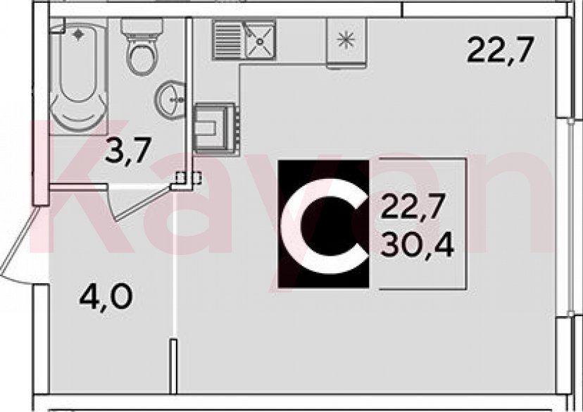 Продажа студии, 30.4 кв.м фото 0 Продажа студии, 30.4 кв.м фото 0