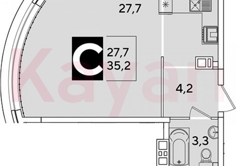 Продажа студии, 35.2 кв.м фото 0 Продажа студии, 35.2 кв.м фото 0