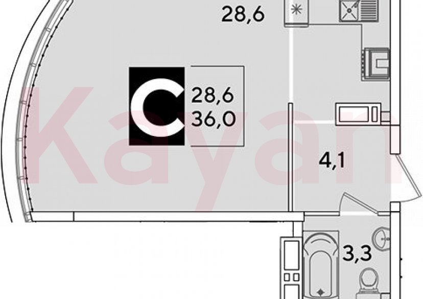 Продажа студии, 36 кв.м фото 0 Продажа студии, 36 кв.м фото 0
