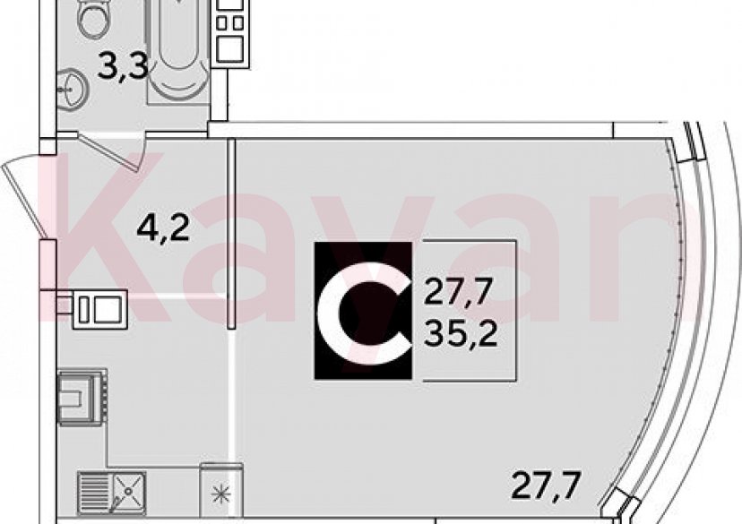 Продажа студии, 35.2 кв.м фото 0 Продажа студии, 35.2 кв.м фото 0