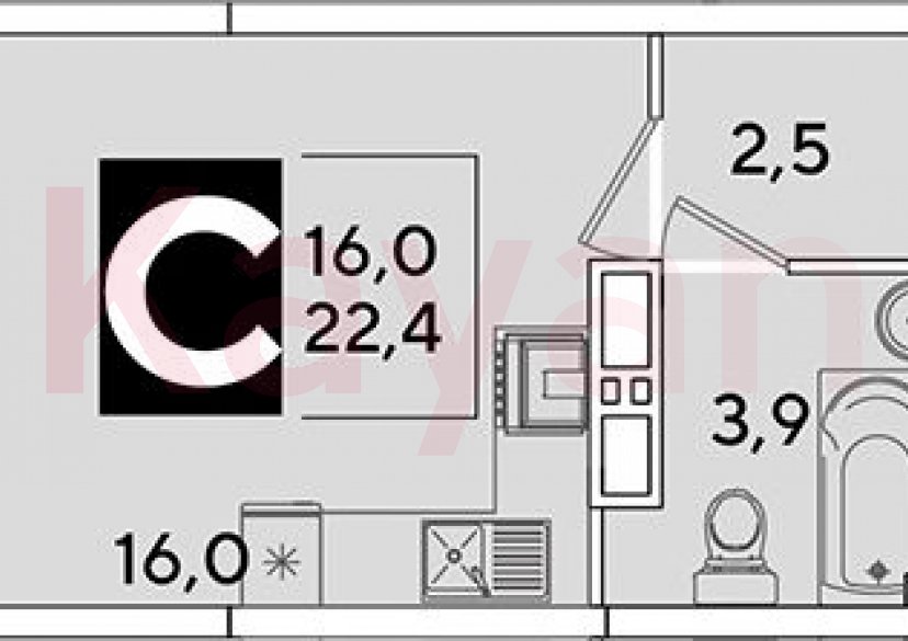 Продажа студии, 22.4 кв.м фото 0 Продажа студии, 22.4 кв.м фото 0