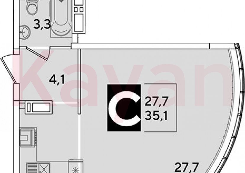 Продажа студии, 35.1 кв.м фото 0 Продажа студии, 35.1 кв.м фото 0