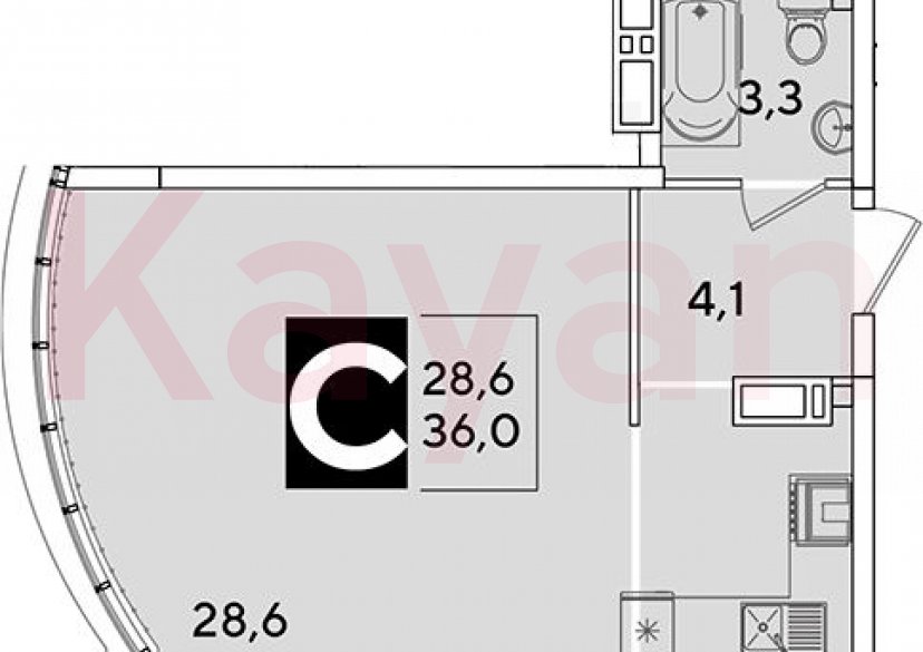Продажа студии, 36 кв.м фото 0 Продажа студии, 36 кв.м фото 0