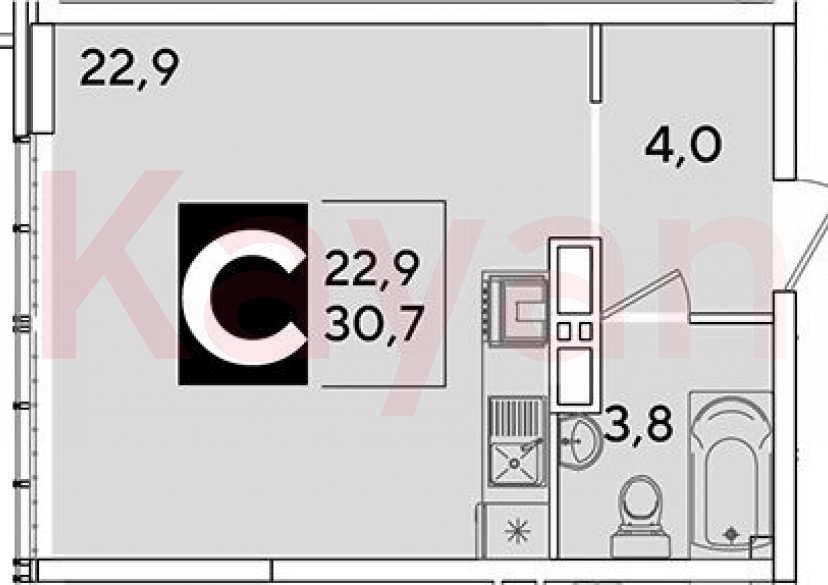 Продажа студии, 30.7 кв.м фото 0 Продажа студии, 30.7 кв.м фото 0