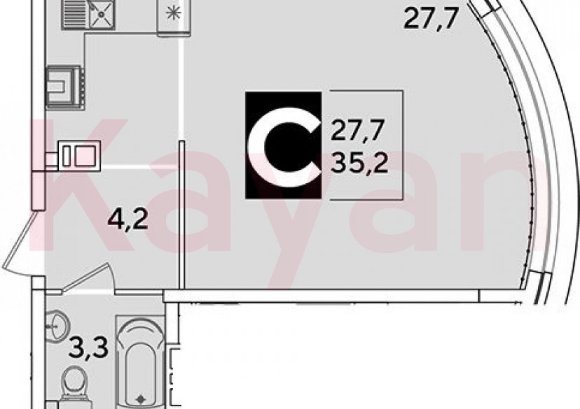 Продажа студии, 35.2 кв.м фото 0 Продажа студии, 35.2 кв.м фото 0