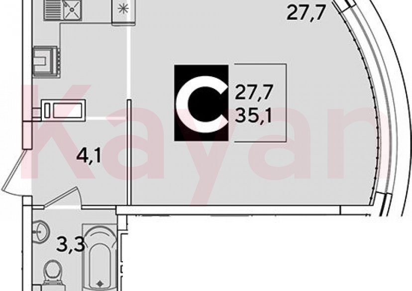 Продажа студии, 35.1 кв.м фото 0 Продажа студии, 35.1 кв.м фото 0