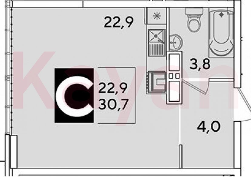 Продажа студии, 30.7 кв.м фото 0 Продажа студии, 30.7 кв.м фото 0