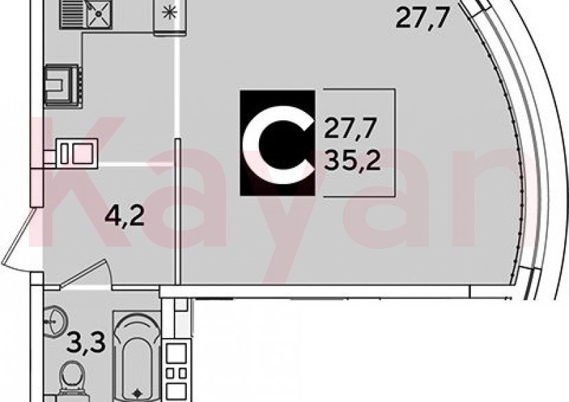 Продажа студии, 35.2 кв.м фото 0 Продажа студии, 35.2 кв.м фото 0