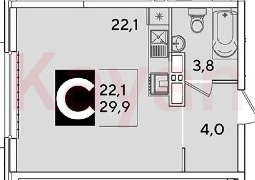 Продажа студии, 29.9 кв.м фото 0 Продажа студии, 29.9 кв.м фото 0