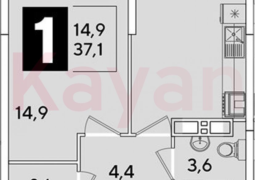 Продажа 1-комн. квартиры, 37.1 кв.м фото 0