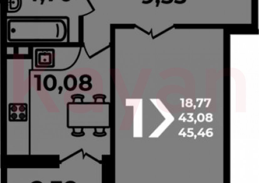 Продажа 1-комн. квартиры, 43.08 кв.м фото 0 Продажа 1-комн. квартиры, 43.08 кв.м фото 0