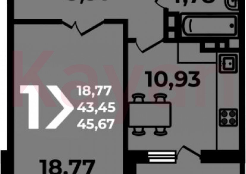 Продажа 1-комн. квартиры, 43.45 кв.м фото 0 Продажа 1-комн. квартиры, 43.45 кв.м фото 0