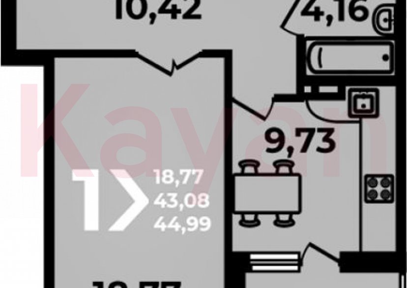 Продажа 1-комн. квартиры, 43.08 кв.м фото 0 Продажа 1-комн. квартиры, 43.08 кв.м фото 0