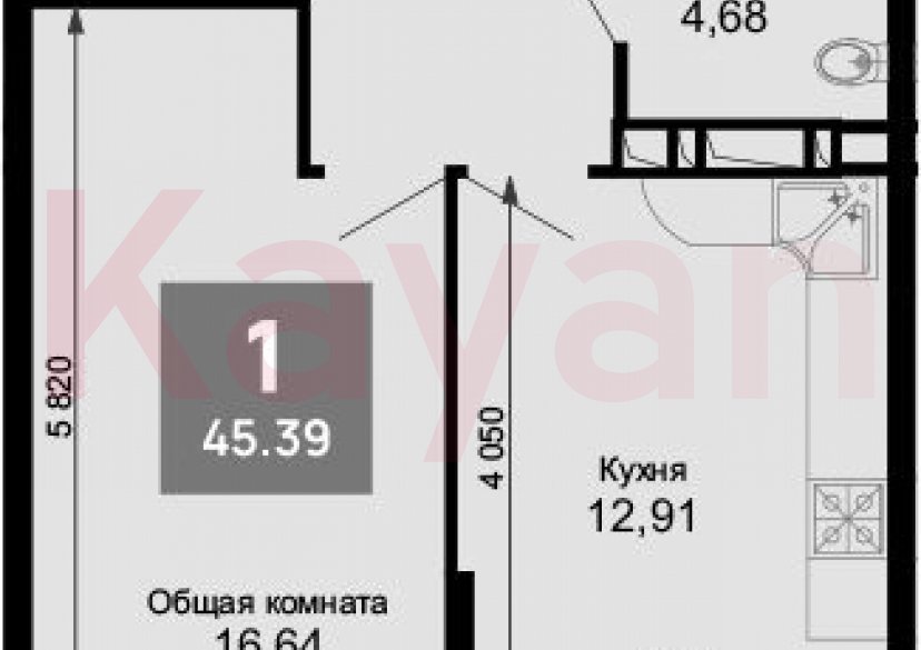 Продажа 1-комн. квартиры, 43.62 кв.м фото 0 Продажа 1-комн. квартиры, 43.62 кв.м фото 0