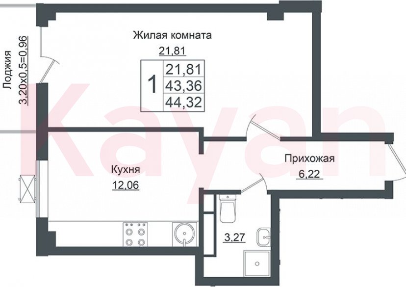 Продажа 1-комн. квартиры, 43.36 кв.м фото 0 Продажа 1-комн. квартиры, 43.36 кв.м фото 0