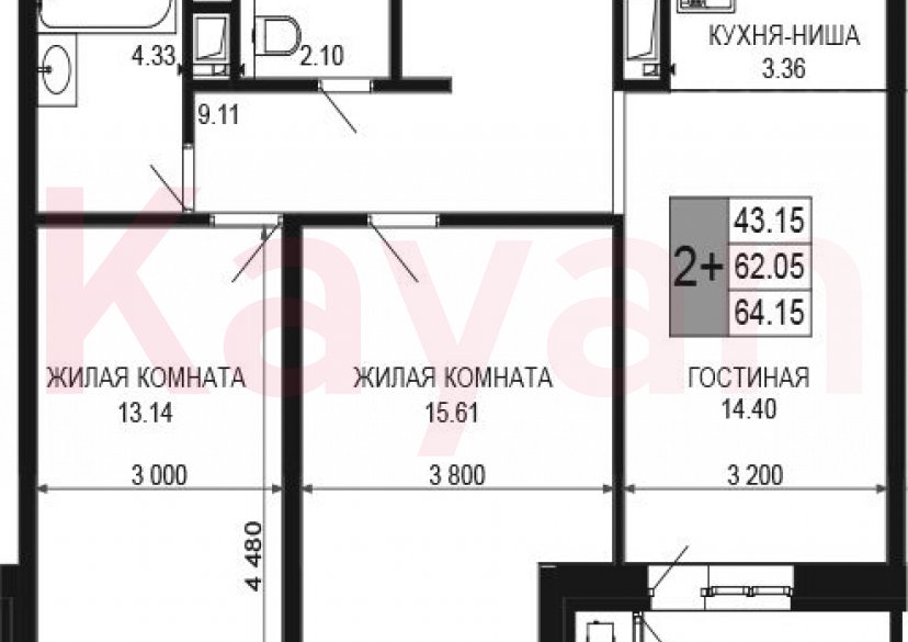 Продажа 3-комн. квартиры, 62.05 кв.м фото 0 Продажа 3-комн. квартиры, 62.05 кв.м фото 0