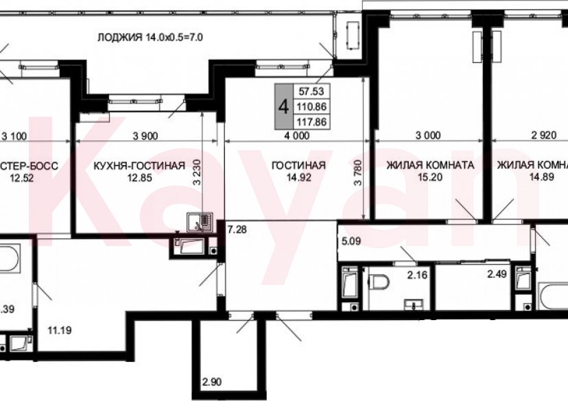 Продажа 4-комн. квартиры, 110.86 кв.м фото 0