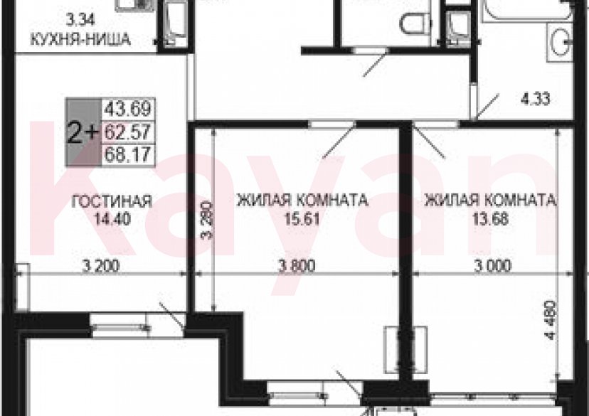 Продажа 3-комн. квартиры, 62.57 кв.м фото 0