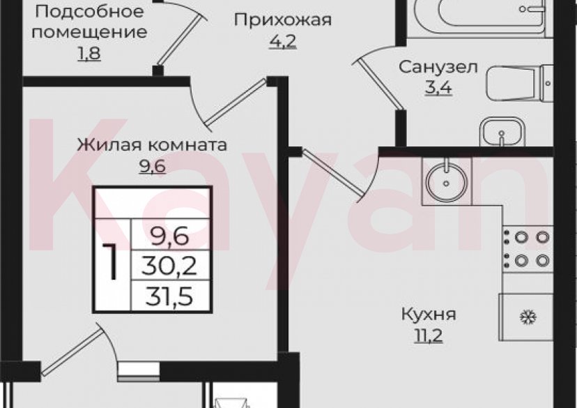 Продажа 1-комн. квартиры, 30.2 кв.м фото 0 Продажа 1-комн. квартиры, 30.2 кв.м фото 0