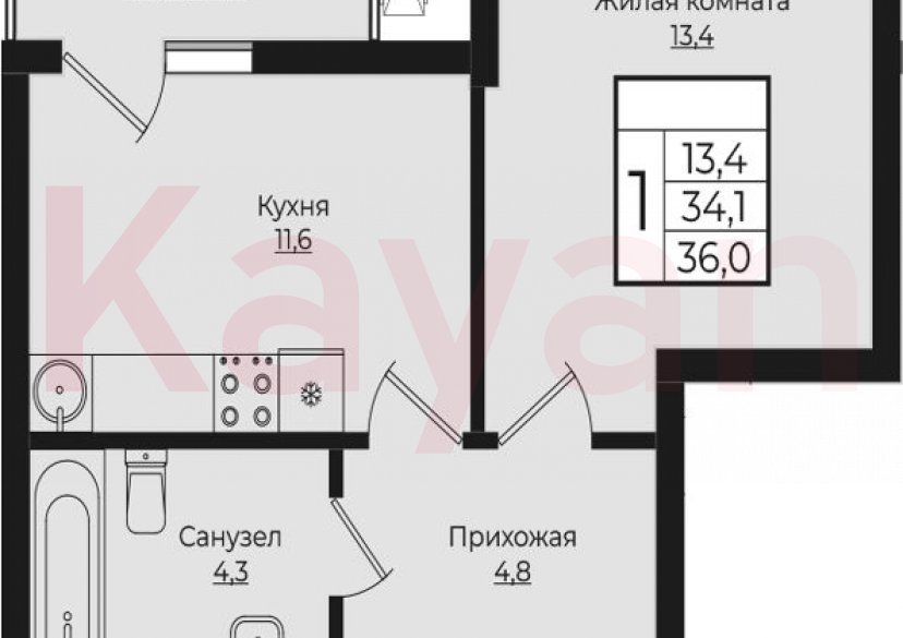 Продажа 1-комн. квартиры, 34.1 кв.м фото 0 Продажа 1-комн. квартиры, 34.1 кв.м фото 0