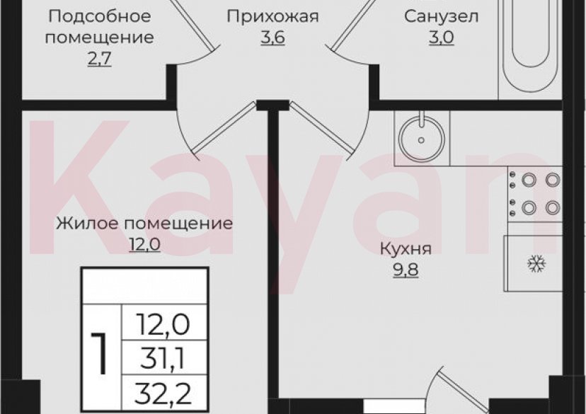 Продажа 1-комн. квартиры, 31.05 кв.м фото 0 Продажа 1-комн. квартиры, 31.05 кв.м фото 0